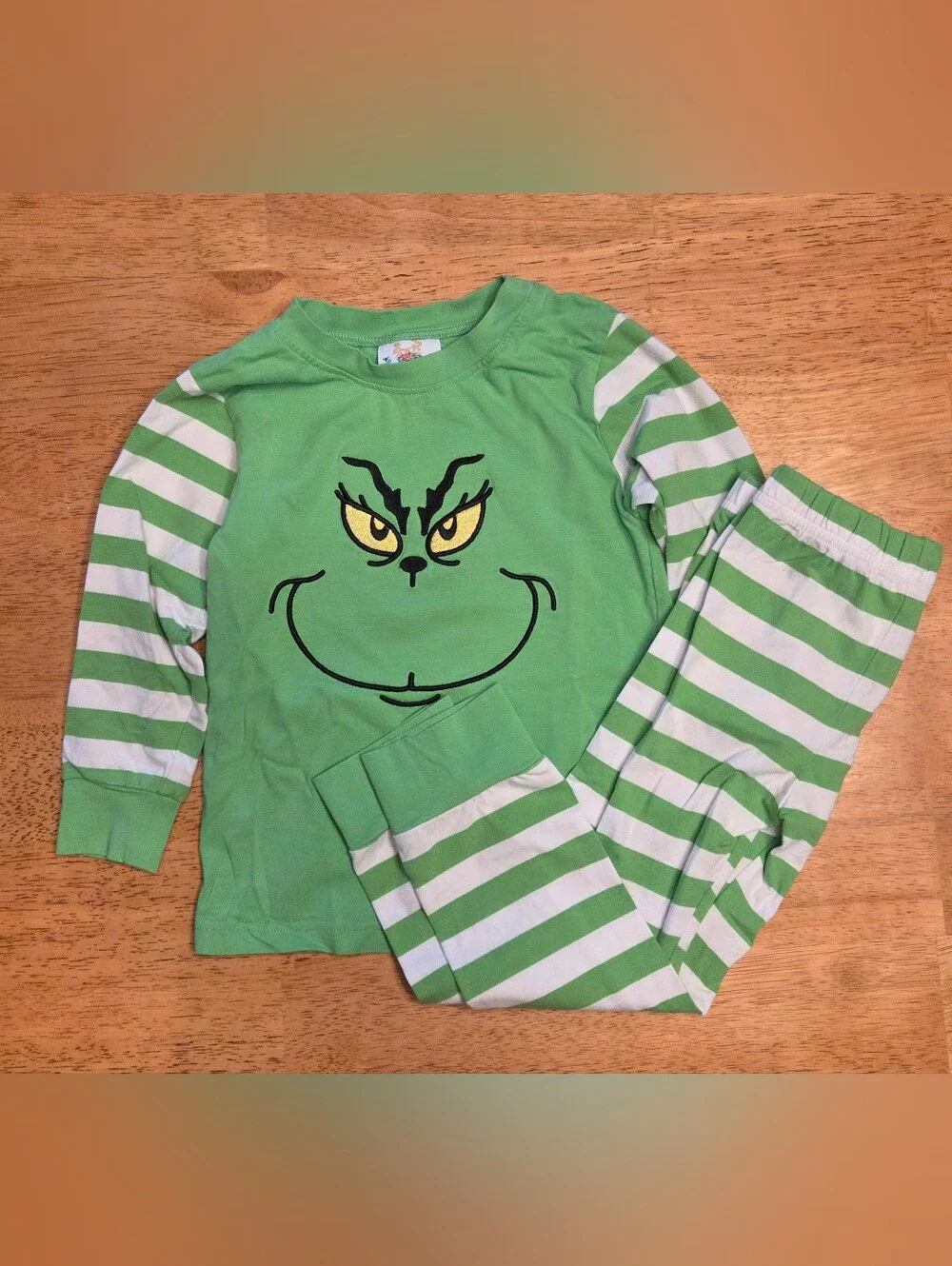 Grinch Face Long-Sleeve Pajama Set
